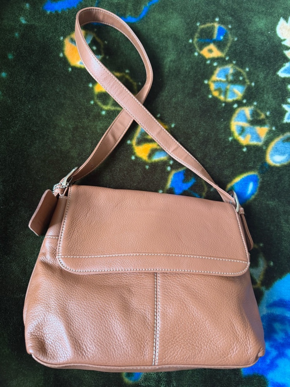 Charter Club Pebbled Leather Flap Crossbody in Tan - Picture 9 of 15